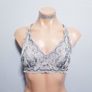 FELINA gray white lace bralette bra MEDIUM